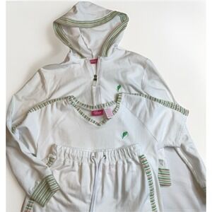 Pappagallo Warm Up‎ Set 3 Piece Sweatshirt Pants Tee Size P Medium Large Preppy